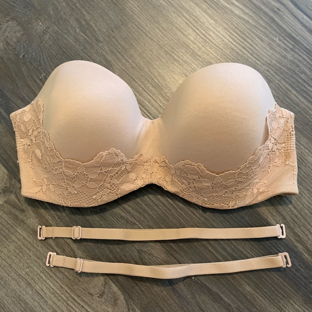 Body by Victoria Lined Strapless Bra 34C with removable straps - Nude